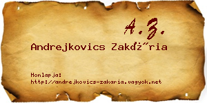 Andrejkovics Zakária névjegykártya